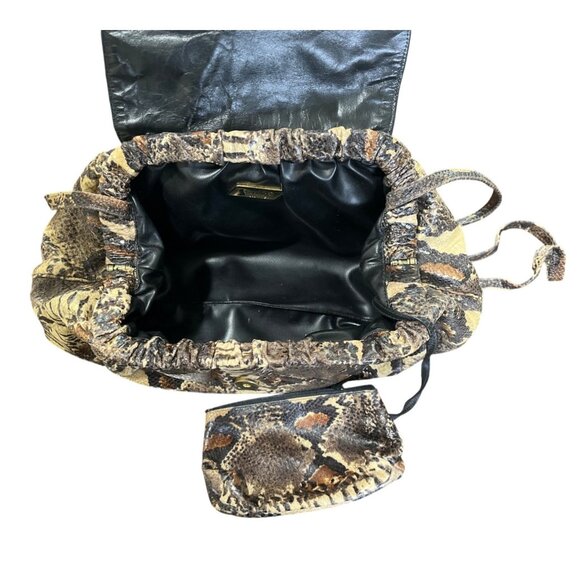 Vintage Sharif Snake Print Leather Shoulder Bag Clutch Matching Coin Pouch USA - Picture 4 of 7